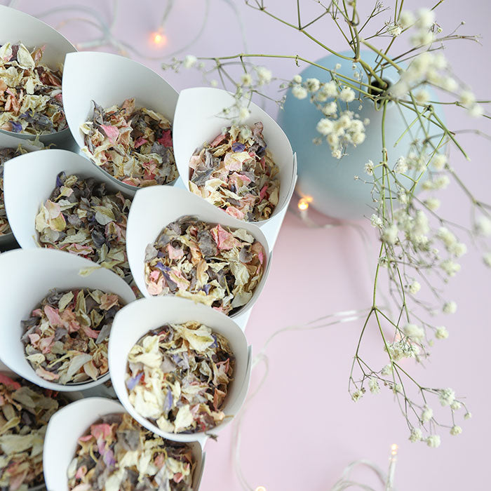 24 Grey Confetti Cones With Stand