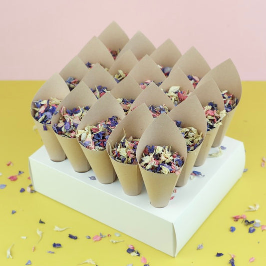 20 Kraft Confetti Cones With Stand