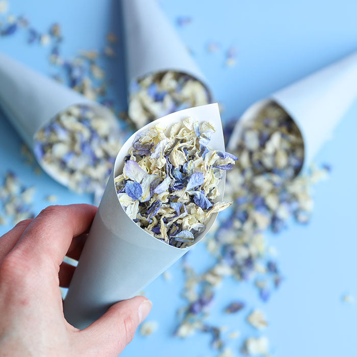 10 Blue Confetti Cones and Confetti