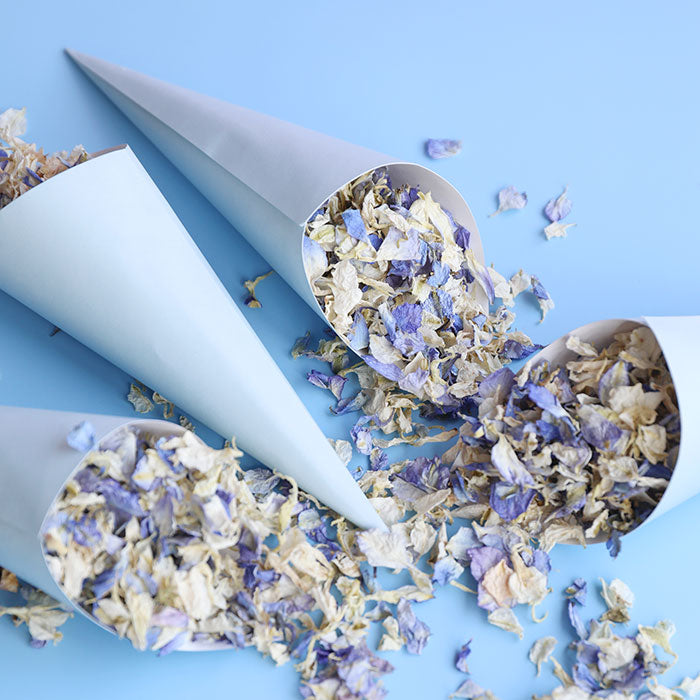 10 Blue Confetti Cones and Confetti