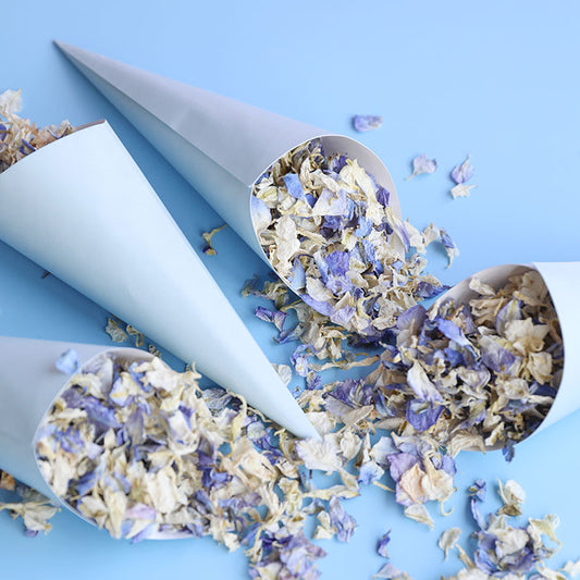 10 Blue Confetti Cones and Confetti