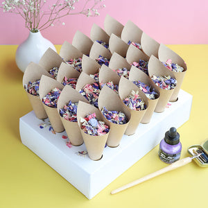 24 Kraft Confetti Cones With Stand
