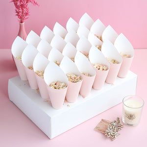 24 Pink Confetti Cones With Stand