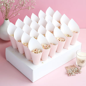 24 Pink Confetti Cones With Stand