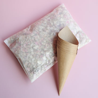 10 Kraft Confetti Cones and Confetti