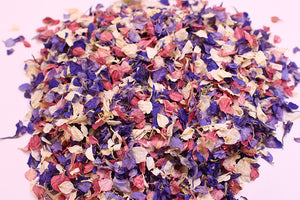 Bright Mix: Purple, Pink, Blue Natural Wedding Petal Confetti 